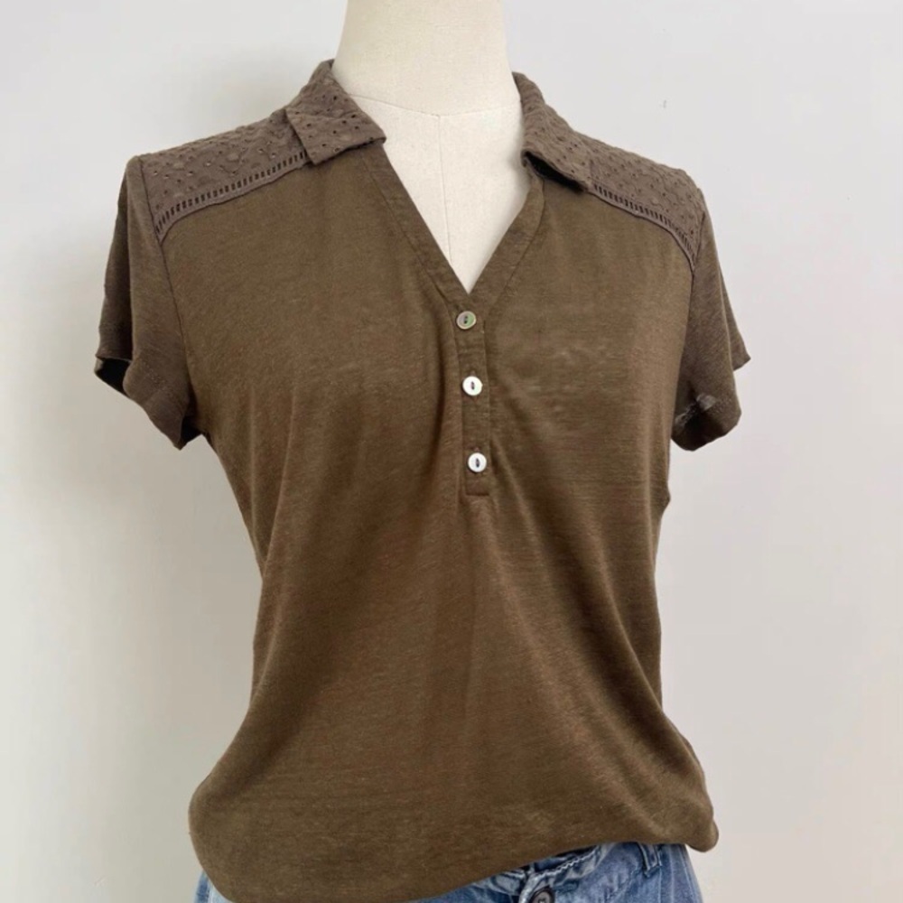 Brown Short Sleeve Women's Top